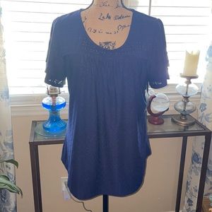 Eyelet Flutter Sleeve Top